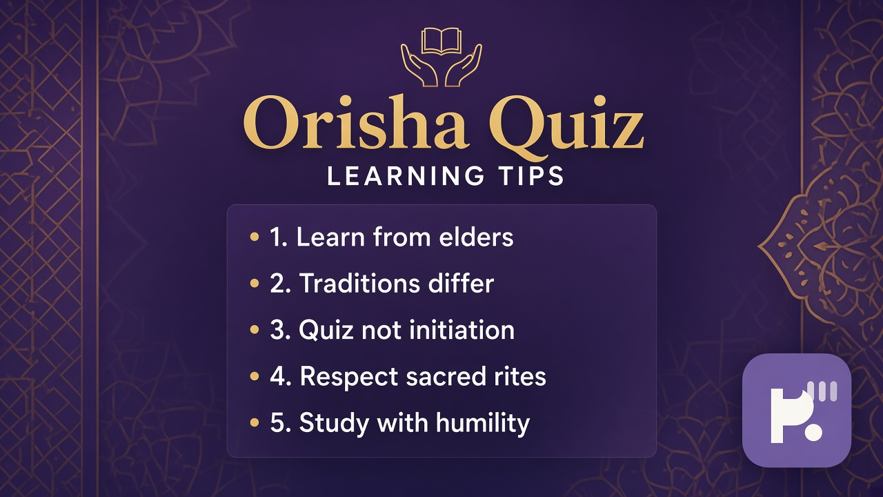 Orisha literacy tips: humble study; elder respect; learn before claims; quiz not initiation