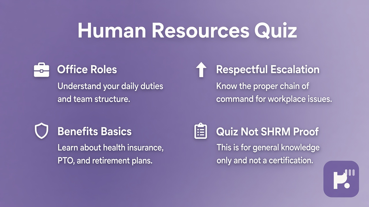 Employee HR tips: office roles; benefits basics; respectful escalation; quiz not SHRM proof or coworker dunk