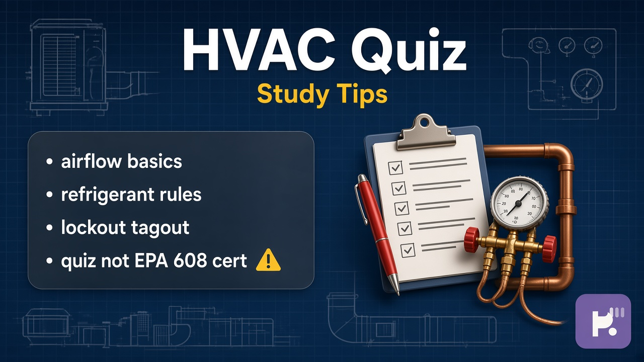 HVAC study tips: airflow basics; refrigerant rules; lockout tagout; quiz not EPA 608 cert