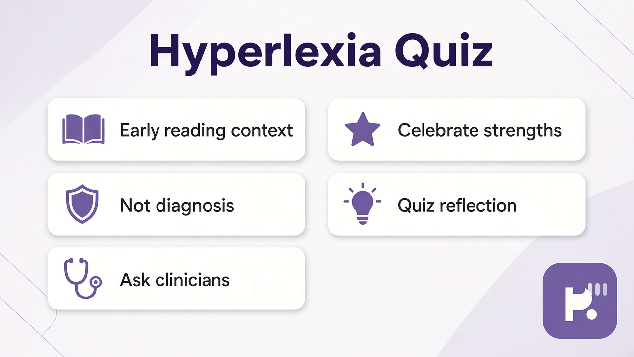 Hyperlexia tips: early reading context; support not labels; ask evaluators; quiz not diagnosis or dunk thread