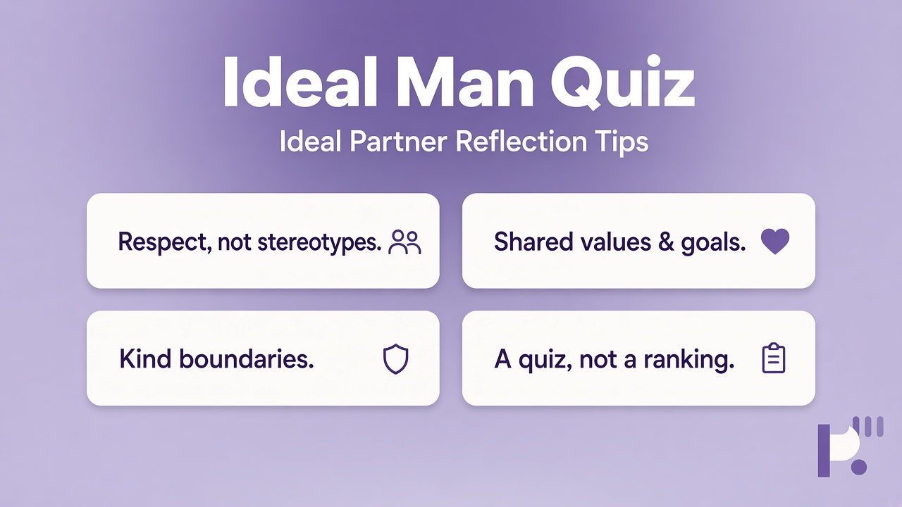 Ideal man tips: respect and kindness, emotional safety, teamwork, anti-alpha stereotypes, fun reflection not verdicts