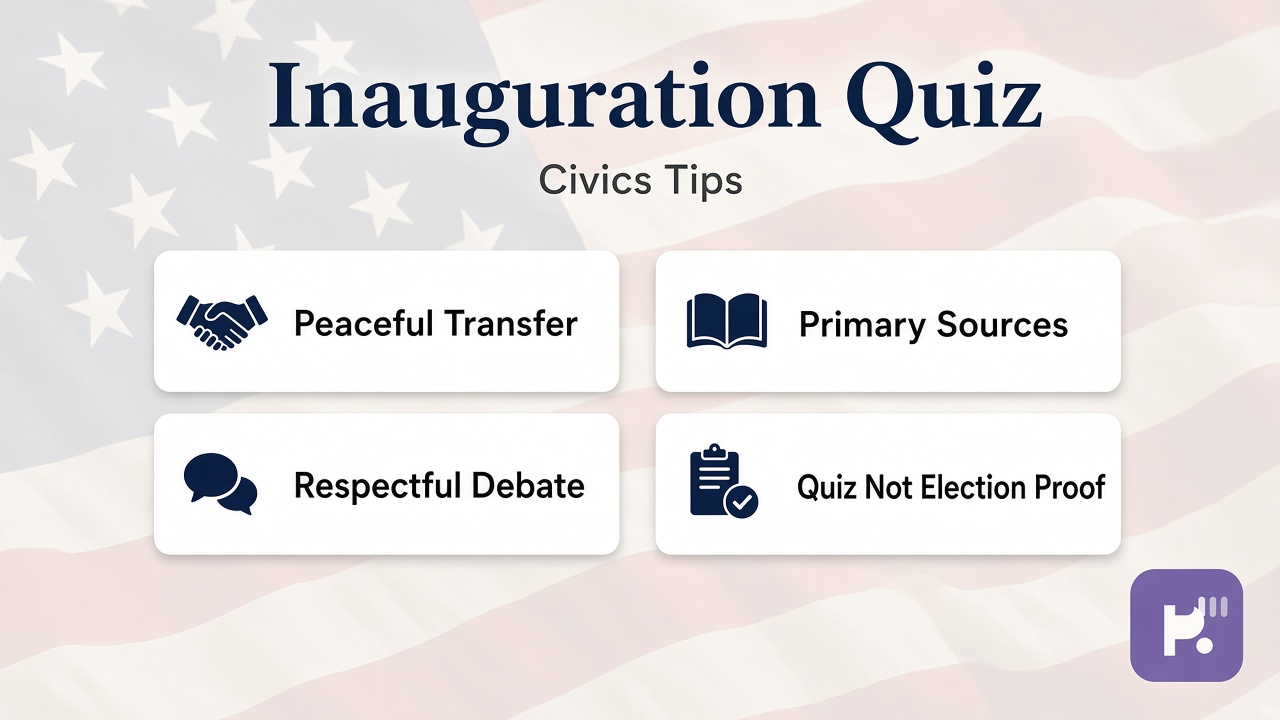 Inauguration tips: oath basics; January timing; peaceful transfer; verify claims; civics trivia not party tests