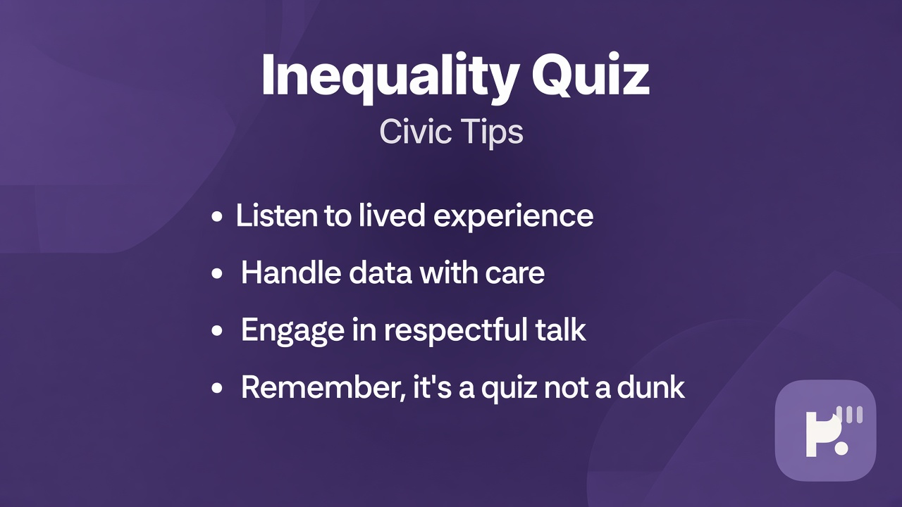 Inequality civics tips: wage gap basics; mobility framing; respectful talk; quiz not pundit proof or shame threads