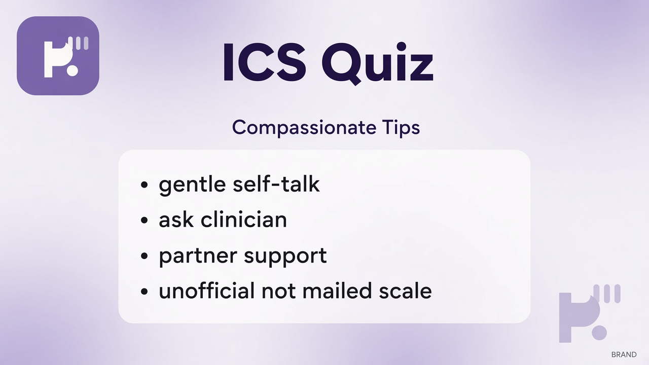 ICS coping tips: honor grief; partner empathy; hope without blame; unofficial quiz not published ICS or dx