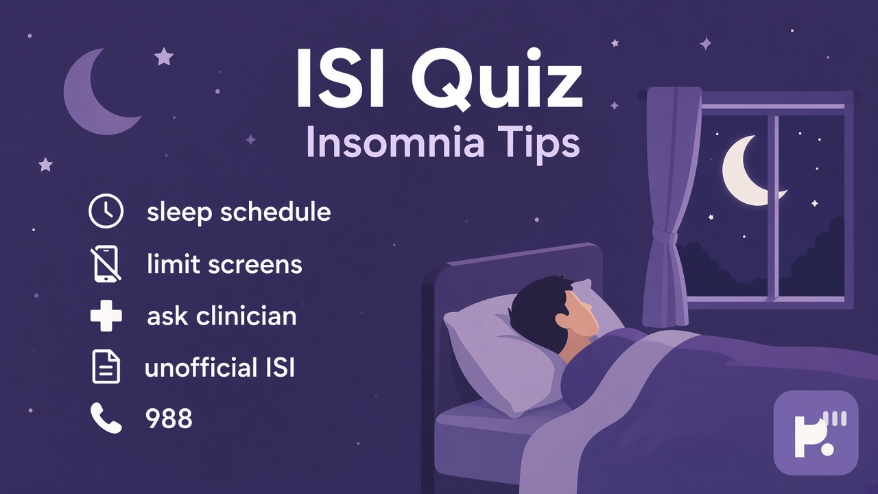 ISI tips: insomnia strain literacy; daytime humility; see sleep clinicians; unofficial quiz not mailed ISI diagnosis