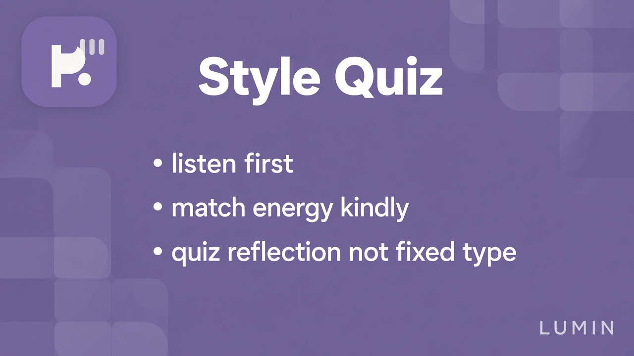 Interaction style tips: warm and direct balance; listen well; conflict pace; quiz not fixed personality verdict