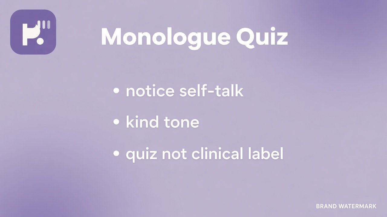Inner speech tips: notice narration pace; kind self-talk; loops not shame; quiz not diagnosis or IQ dunk threads