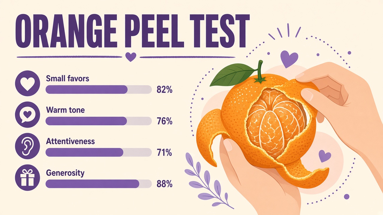 Orange Peel Test report with Mixed Care Pattern band, responsiveness index, and four daily care domain bars