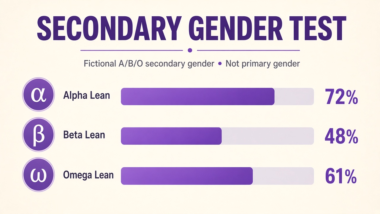 Secondary gender test diagram with Alpha Beta Omega lean bars and Greek letter symbols