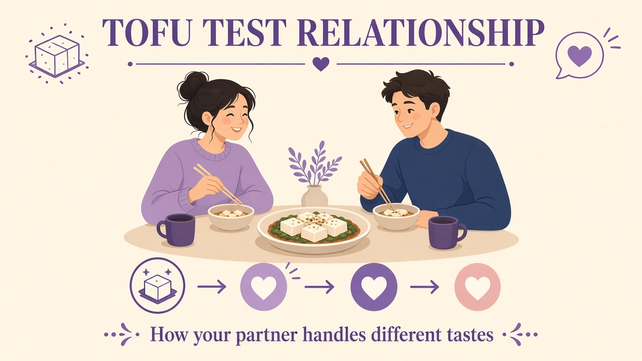 Tofu Test Relationship report with Mixed Acceptance Pattern band, openness index, and four food acceptance domain bars